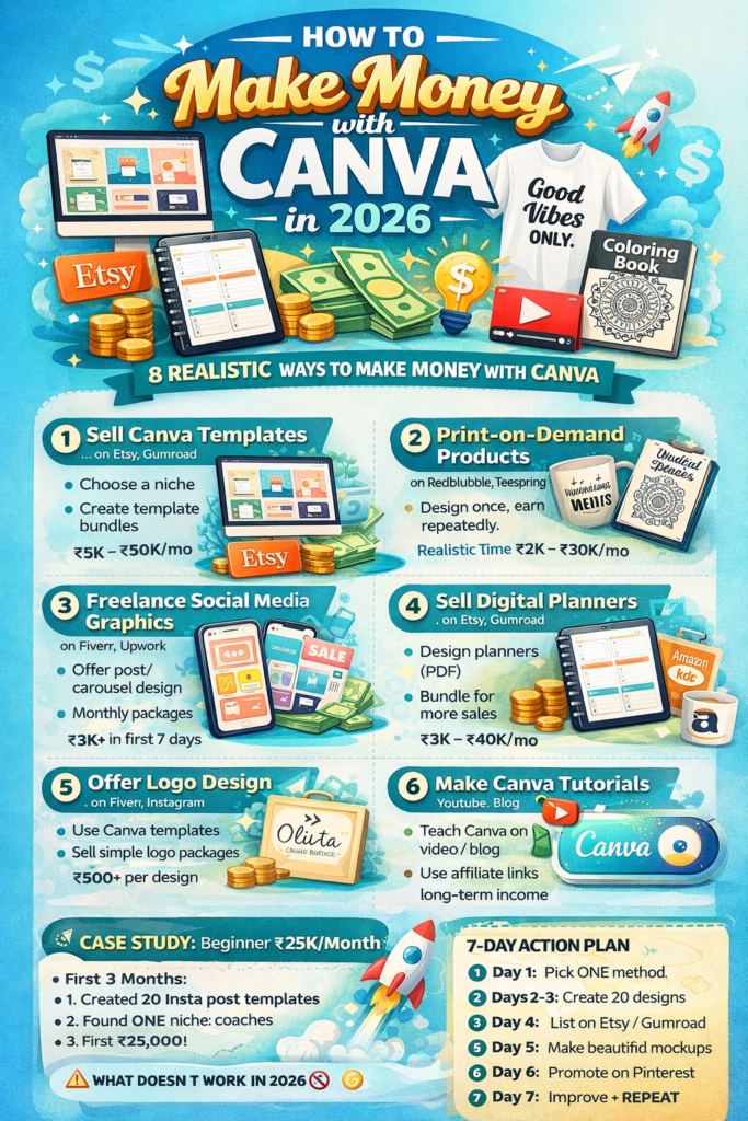 How to Make Money with Canva in 2026: 8 Realistic Ways for Beginners (Complete Guide)